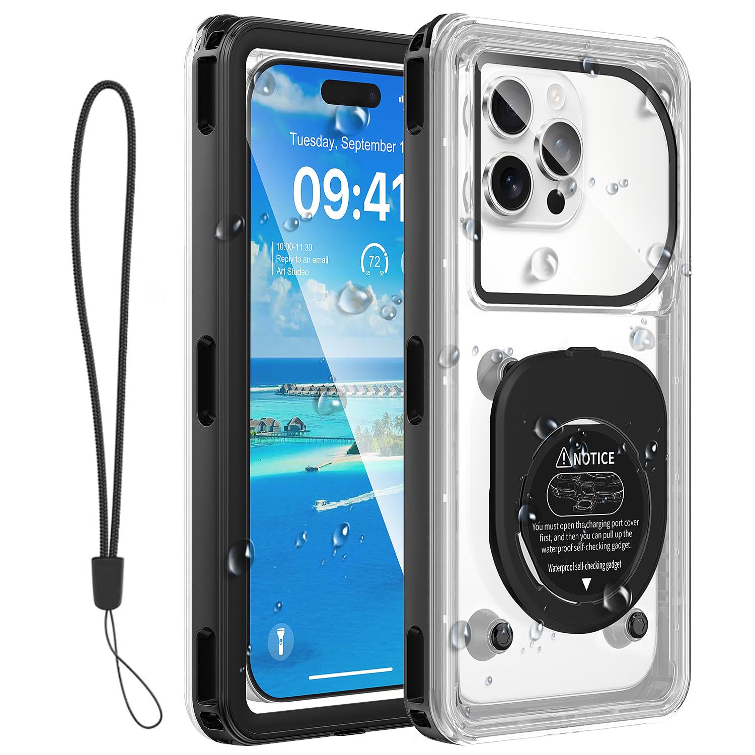 Wasserdichte Handyhülle 6,9 Zoll, IPX8 Unterwasser-Handycase für Schwimmen & Schnorcheln Universell kompatibel mit iPhone 17/16/15/14/13/12 Pro Max, Samsung S26/S25/S24 Ultra, Xiaomi, Google (Schwarz)