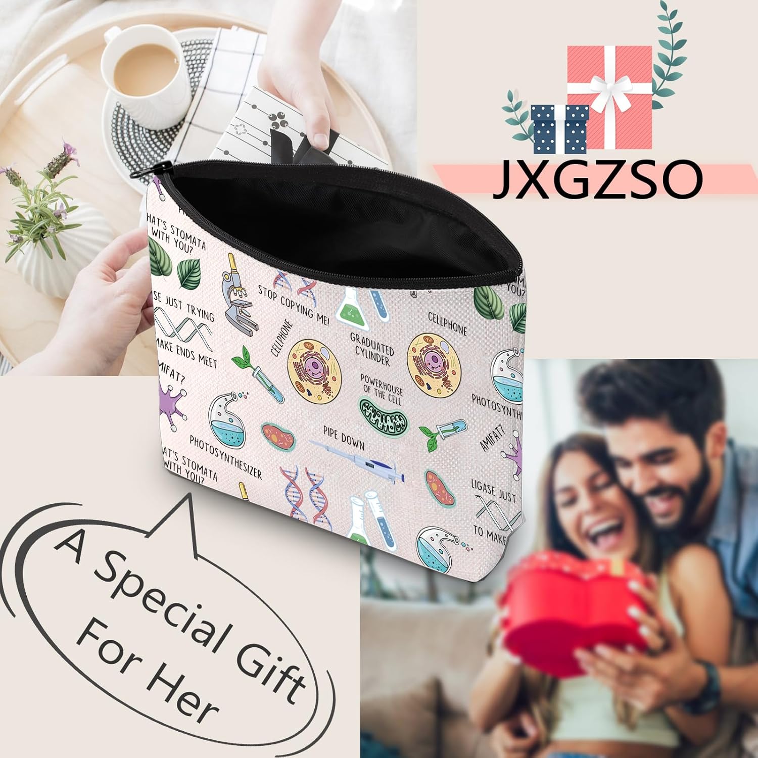 JXGZSO Funny Science Nerd Geek Gift Science Biology Makeup Bag Lab Tech Cosmetic Bag Biology Lover Gift Biologist Survival Kit Bag - Image 6