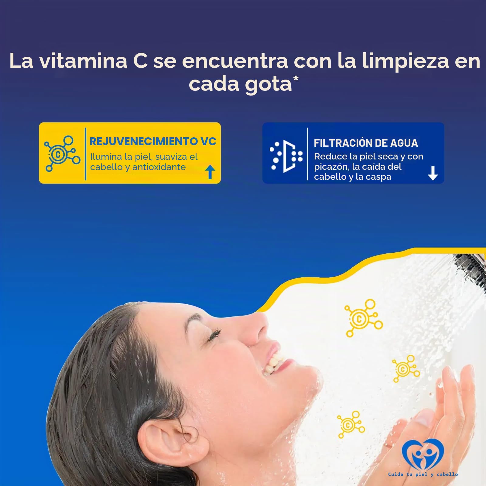 ALTHY Filtro de ducha de con vitamina C para agua dura - Filtro de cabezal de ducha, Reduce el cloro y el metal pesado, mejora la piel seca, la caspa del cabello, el eccema (4 Filtro Incluido)