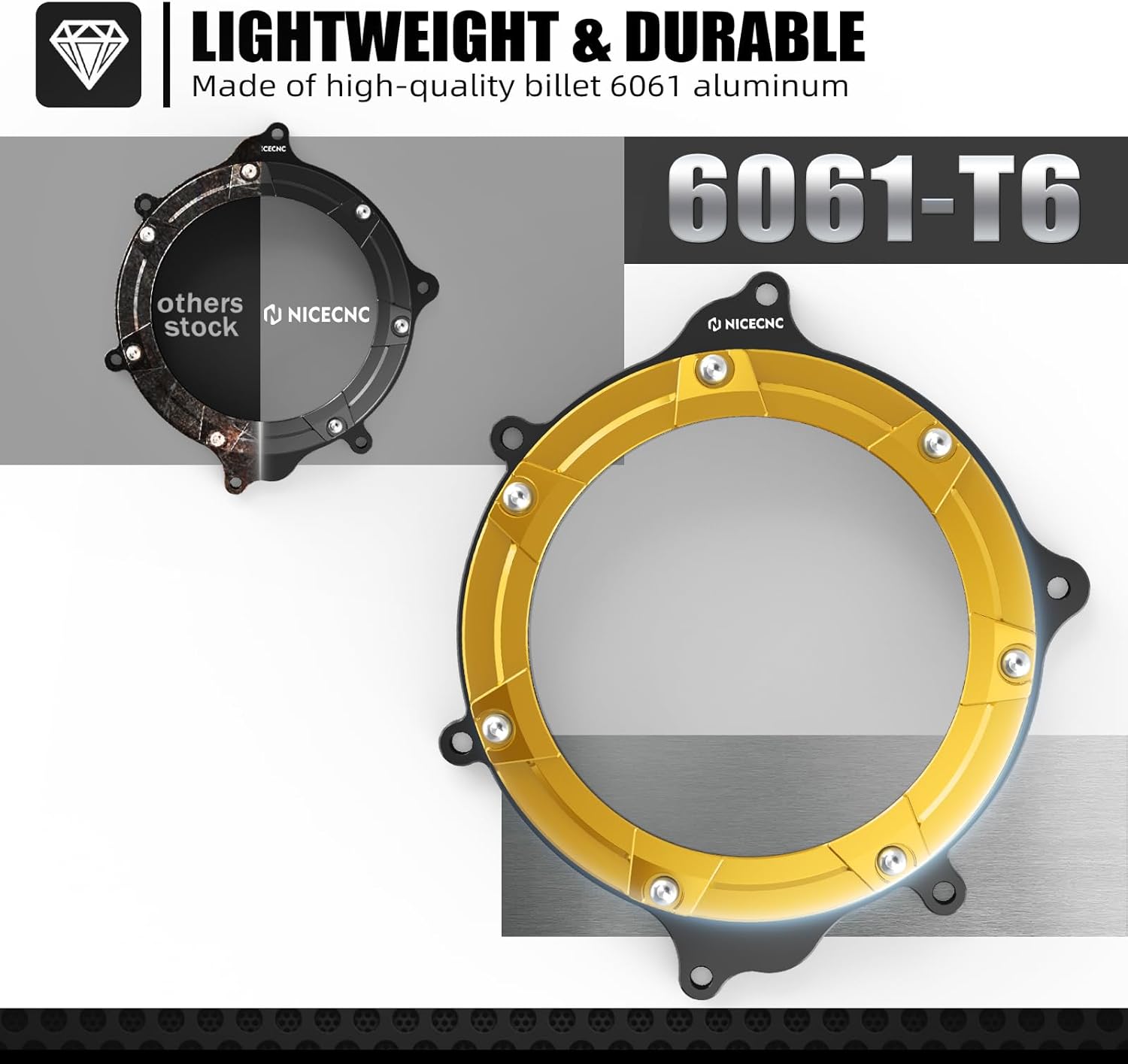 NICECNC Gold Transparent Clutch Cover Compatible with Suzuki DRZ400 DRZ400E DRZ400S DRZ400SM 2000 2001 2002 2003-2020 2021 2022 2023 2024 See Fitment