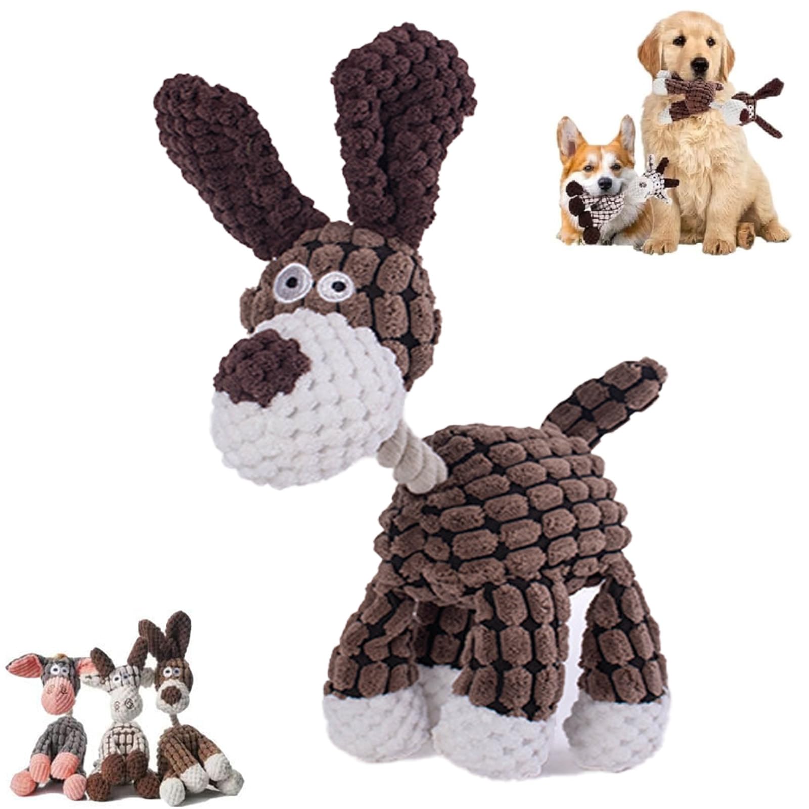 Vianys Bite Buddy, Vianys Bitebuddy, Bite Buddy Chew Toy for Dogs, Indestructible Dog Toy with Squeak, Cute Soft Resistant Squeaky Dog Toy, for Heavy Chewers Dogs (Brown)