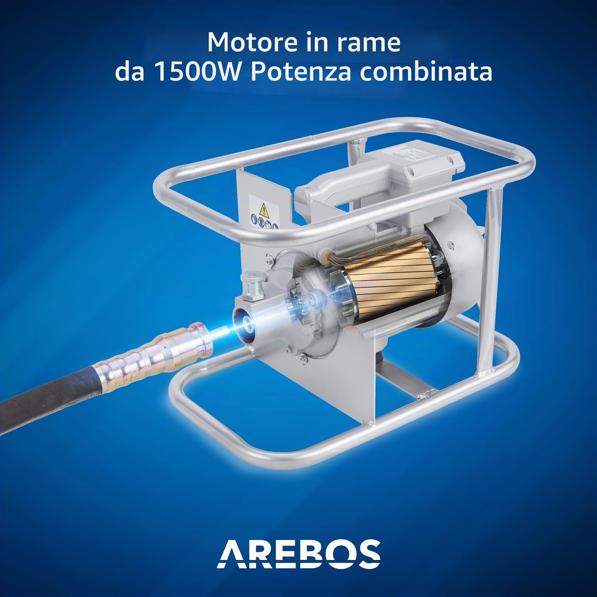 Arebos Vibratore per cemento | Vibratore per calcestruzzo 1500W | Vibratore ad immersione | Vibratore portatile per calcestruzzo | Ago vibrante per calcestruzzo | Vibratore interno per calcestruzzo
