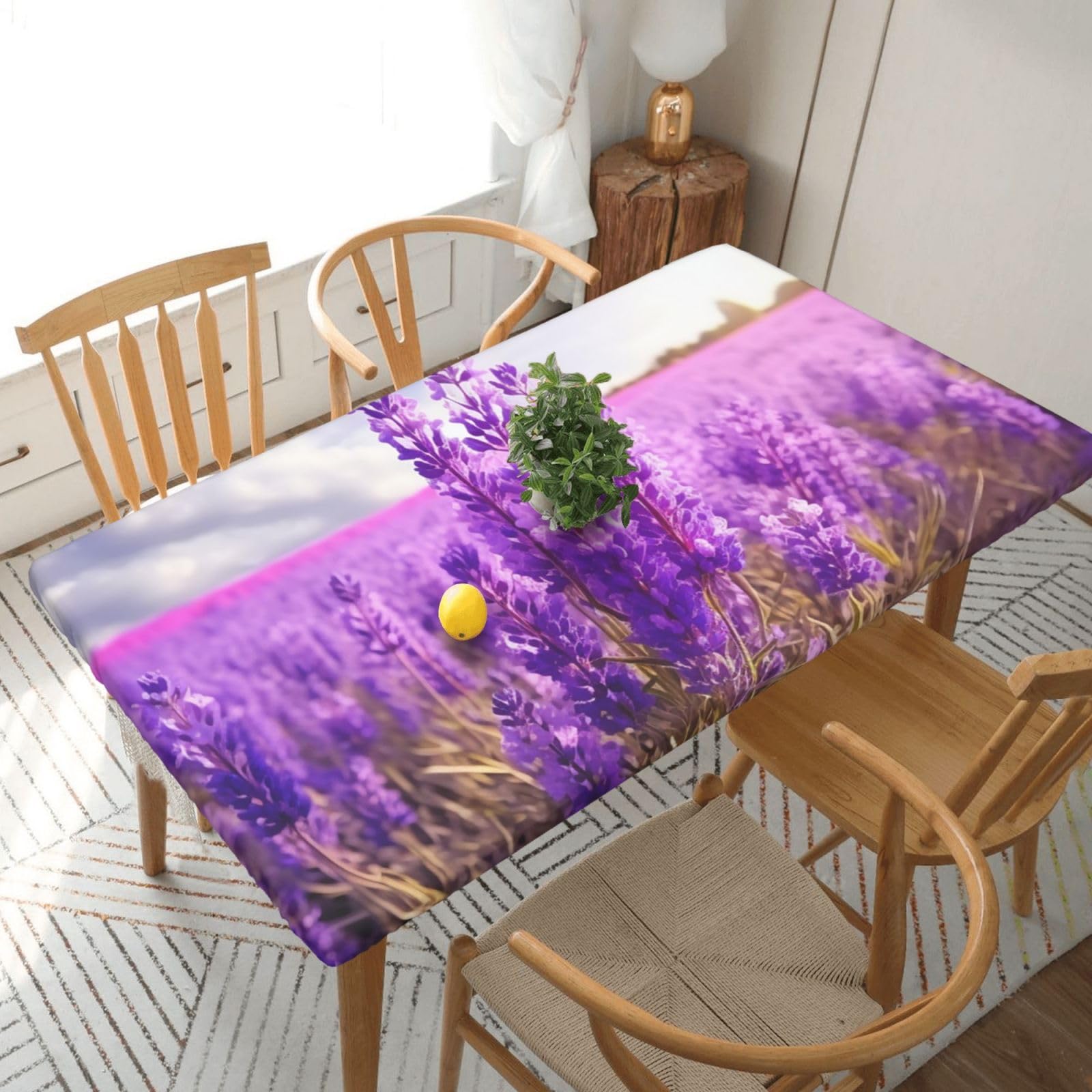 Nappe rectangulaire imperméable lavande pour pique-nique et décoration de fête en plein air