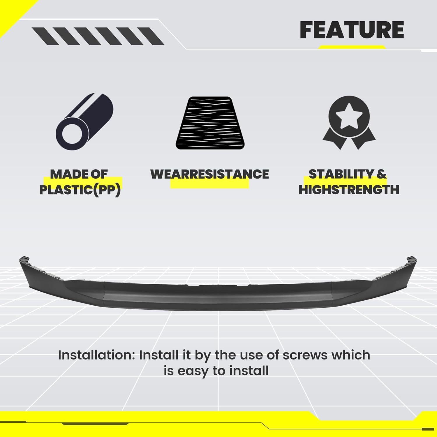 KUAFU 4" Tall Front Bumper Valance Compatible with 2020-2022 Ford F250 F350 F450 Super Duty 2WD Models Lower Deflector Valance Panel Replacement for LC3Z-17626-BA FO1095293 LC3Z17626BA PP Plastic