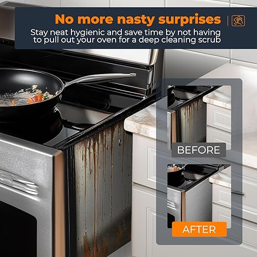 Miniatura 3 de SEVCHY Cubiertas de silicona para huecos para estufas (paquete de 2), relleno de silicona resistente al calor para encimera, sellar el espacio entre