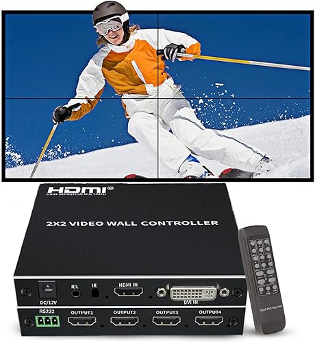 Miniatura 8 de Controlador de pared de video 2x2, resolución de 1080P60Hz, 8 modos de empalme 2x21x11x21x31x42x13x14x1, rotación de 180 grados, con control RS232,