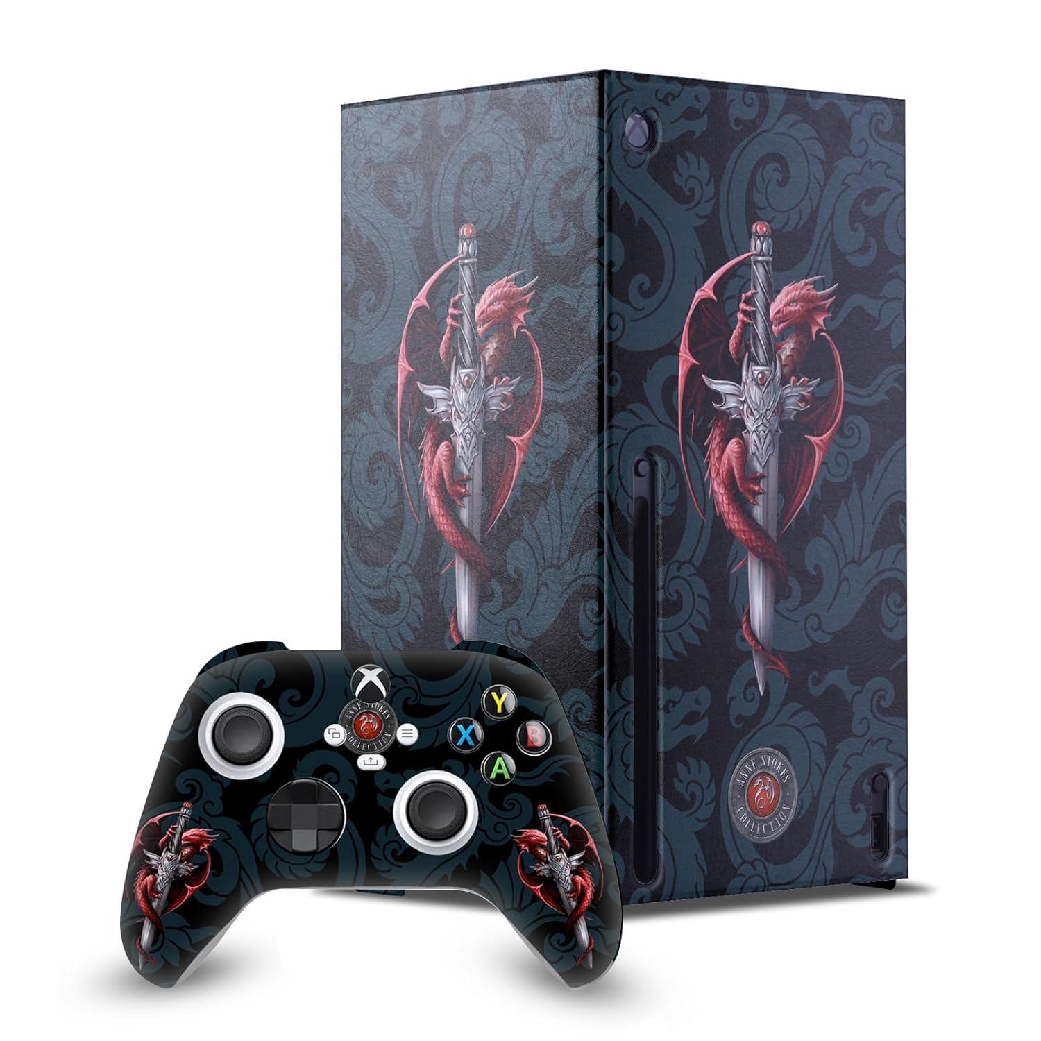 Head Case Designs Officially Licensed Anne Stokes Dragon Dagger Art Mix Game Console Wrap and Game Controller Skin Bundle Compatible With Xbox Series X