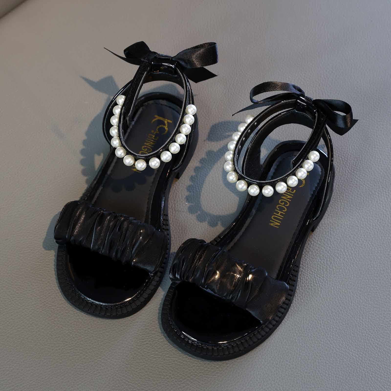 RXZCHH Sandali Ragazza, Punta Aperta, Cinturino alla Caviglia, Scarpe Eleganti, Festa di Nozze, per Bambini, Scarpe da Principessa, per Neonati