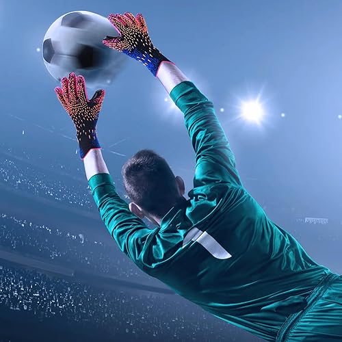 Miniatura 7 de Keenso Guantes de portero de fútbol, guantes de portero profesionales sin tirantes para jóvenes, guantes de fútbol con agarre con talla 8/9/10 para
