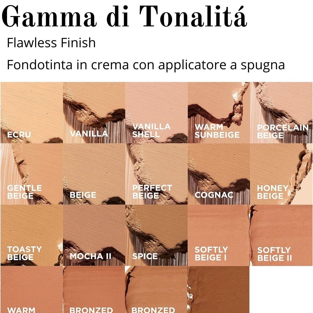 Elizabeth Arden - Flawless Finish, Trucco Compatto in Crema, Copertura da Media ad Alta, con Polvere di Diamante Micronizzata, Finitura Satinata, Include Specchietto e Spugna, 23g
