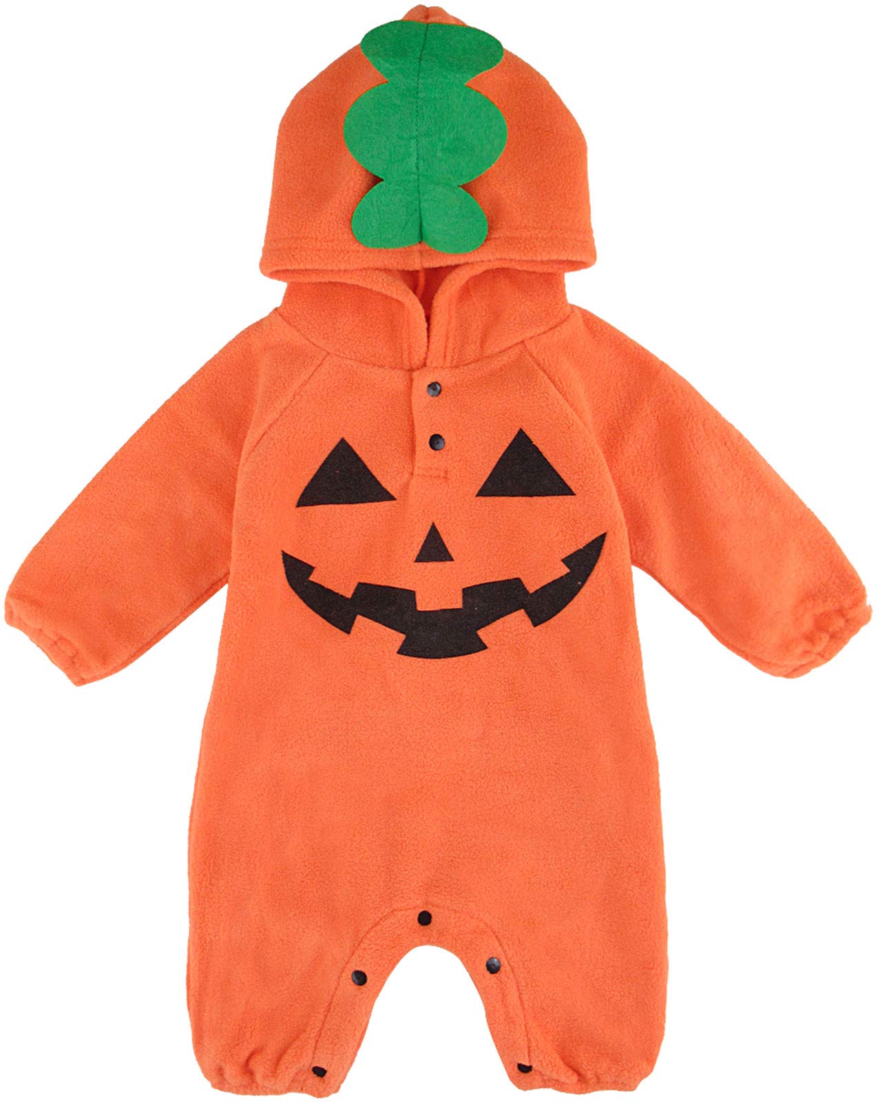 COSLAND Infant Baby Halloween Pumpkin Costume Hooded Romper, Green, 0-6 Months