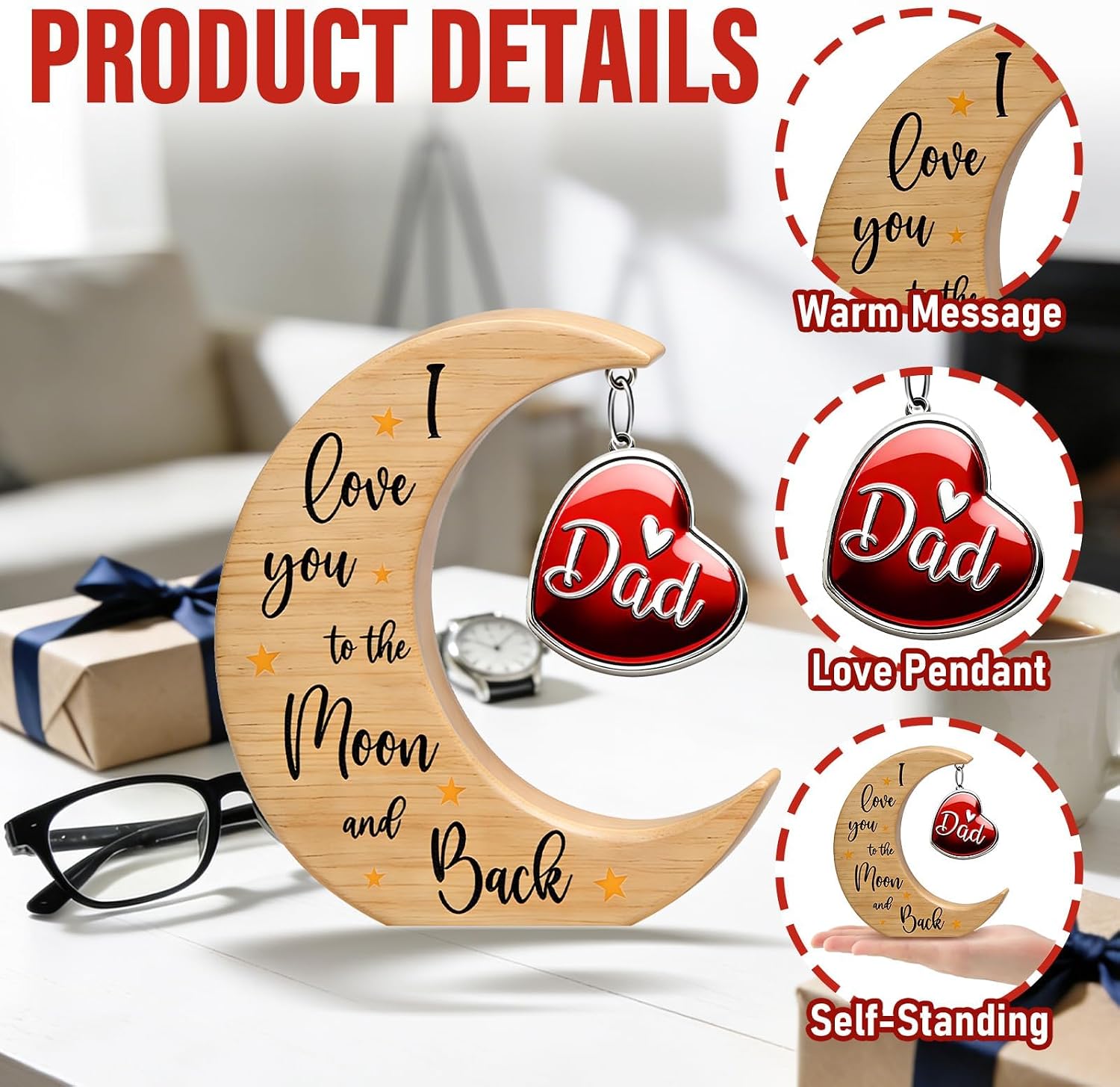 Dad Gifts from Daughter Son, Fathers Day Birthday Gifts for Dads, I Love You to the Moon and Back Fathers Day Gift Idea, Gifts for Step-Dads Present for Father Best Dad Ever Gifts