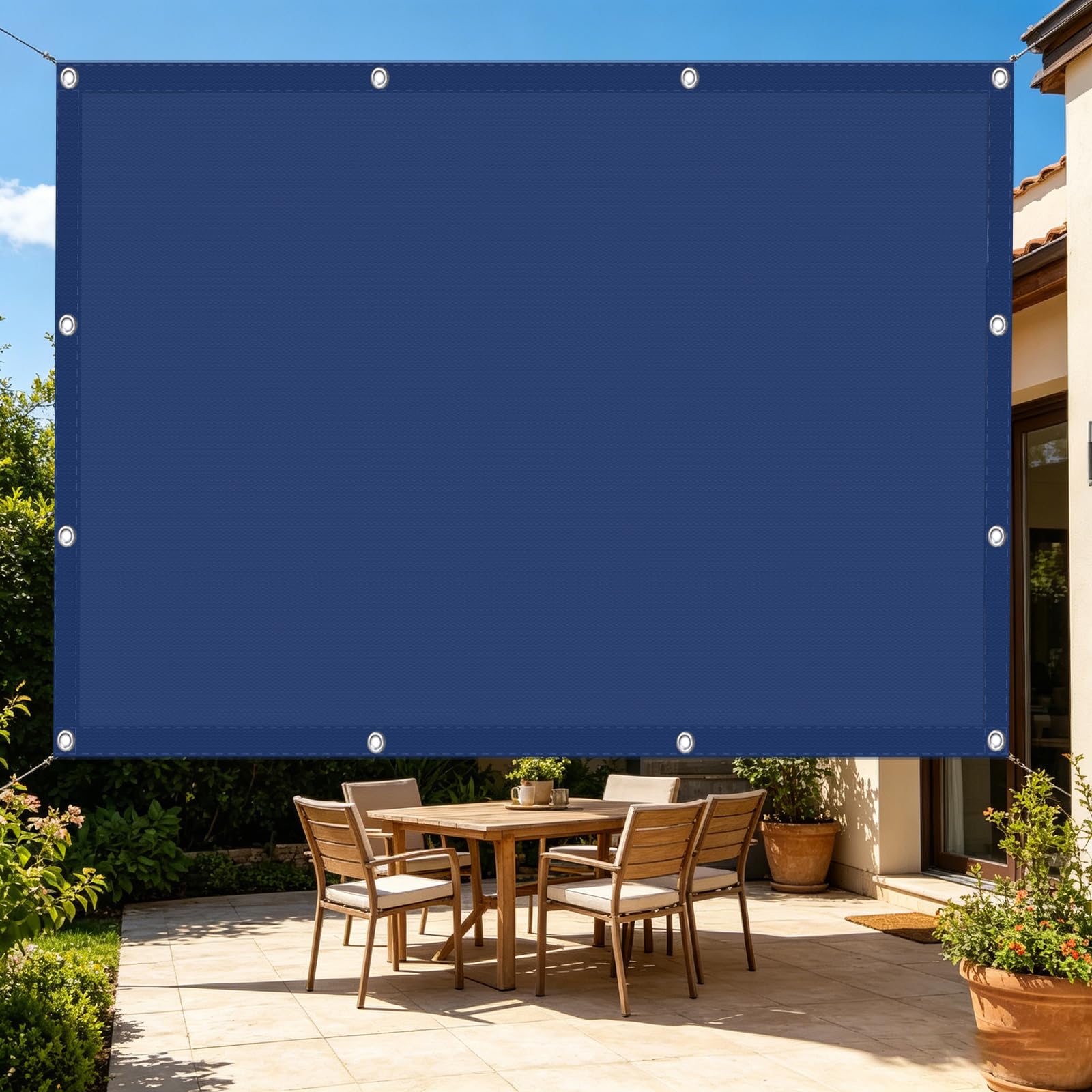 Filet d'ombrage 1.5 x 2.5 m Protection Solaire Voile Ombrage avec Oeillets et Cordons pour Patio, Pergola, Jardin Extérieurterrasse Balcon, Bleu Marine
