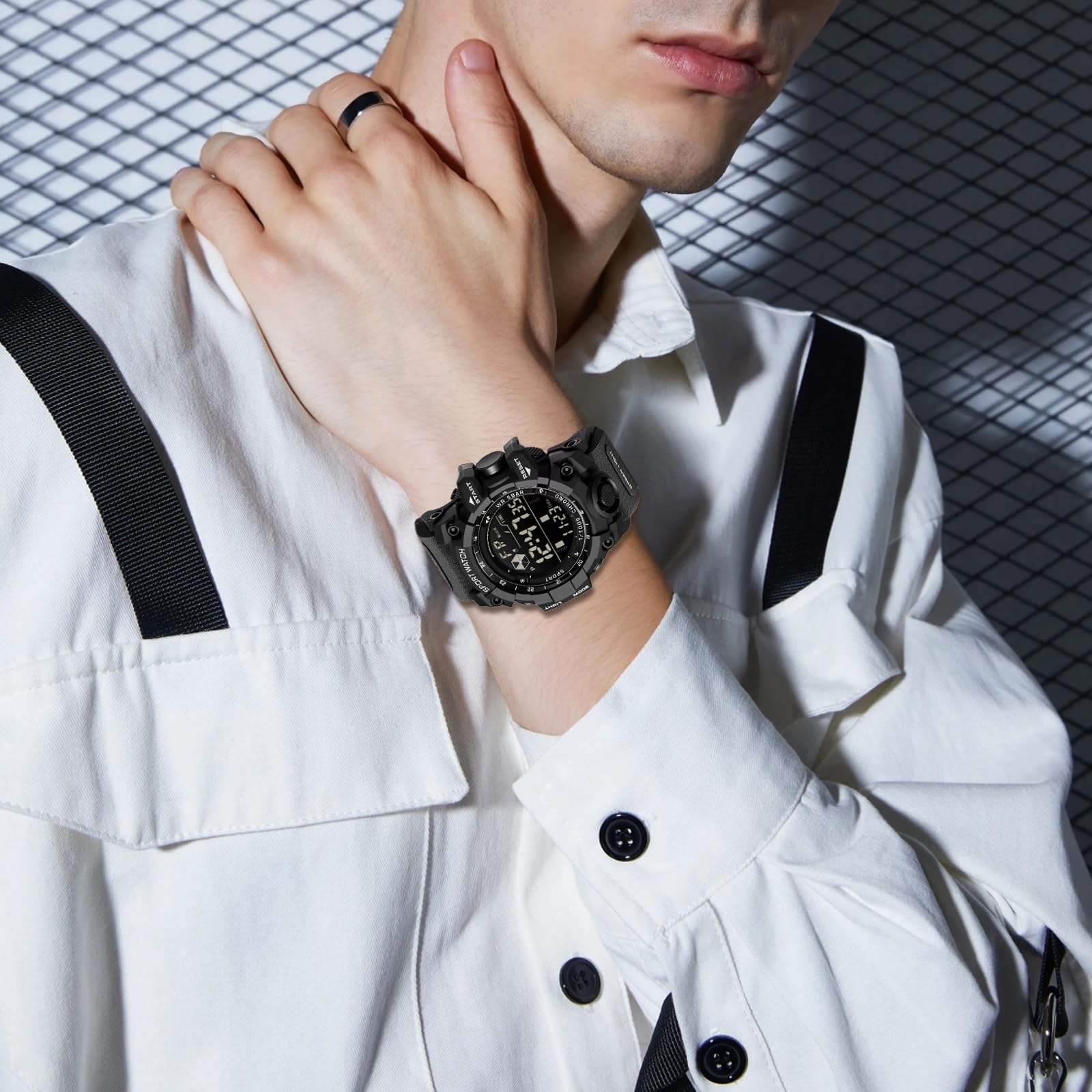 Orologio digitale da uomo, multifunzione, digitale, con allarme elettronico, impermeabile, sportivo