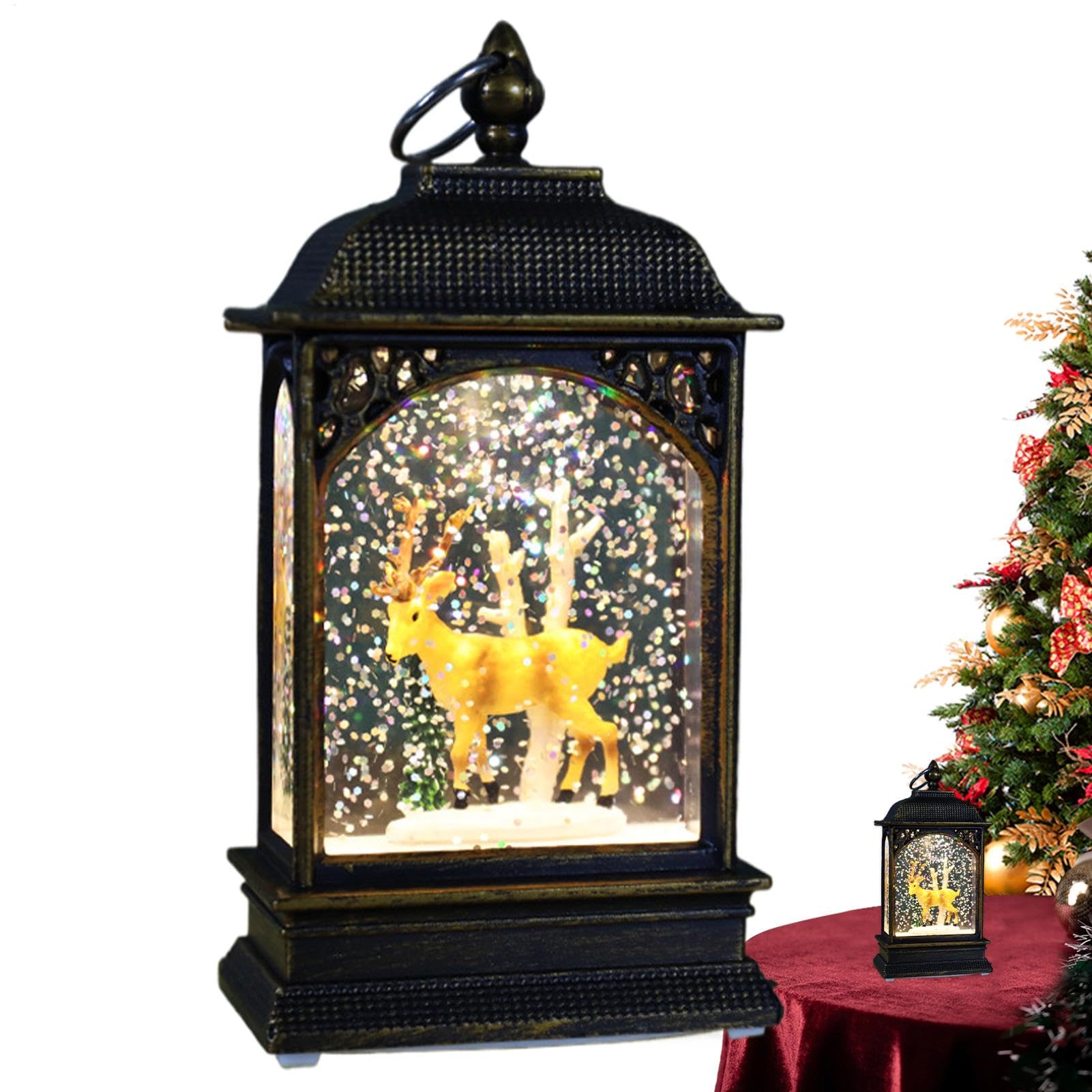 Linterna de globo de nieve de Navidad con luz LED cálida decorativa
