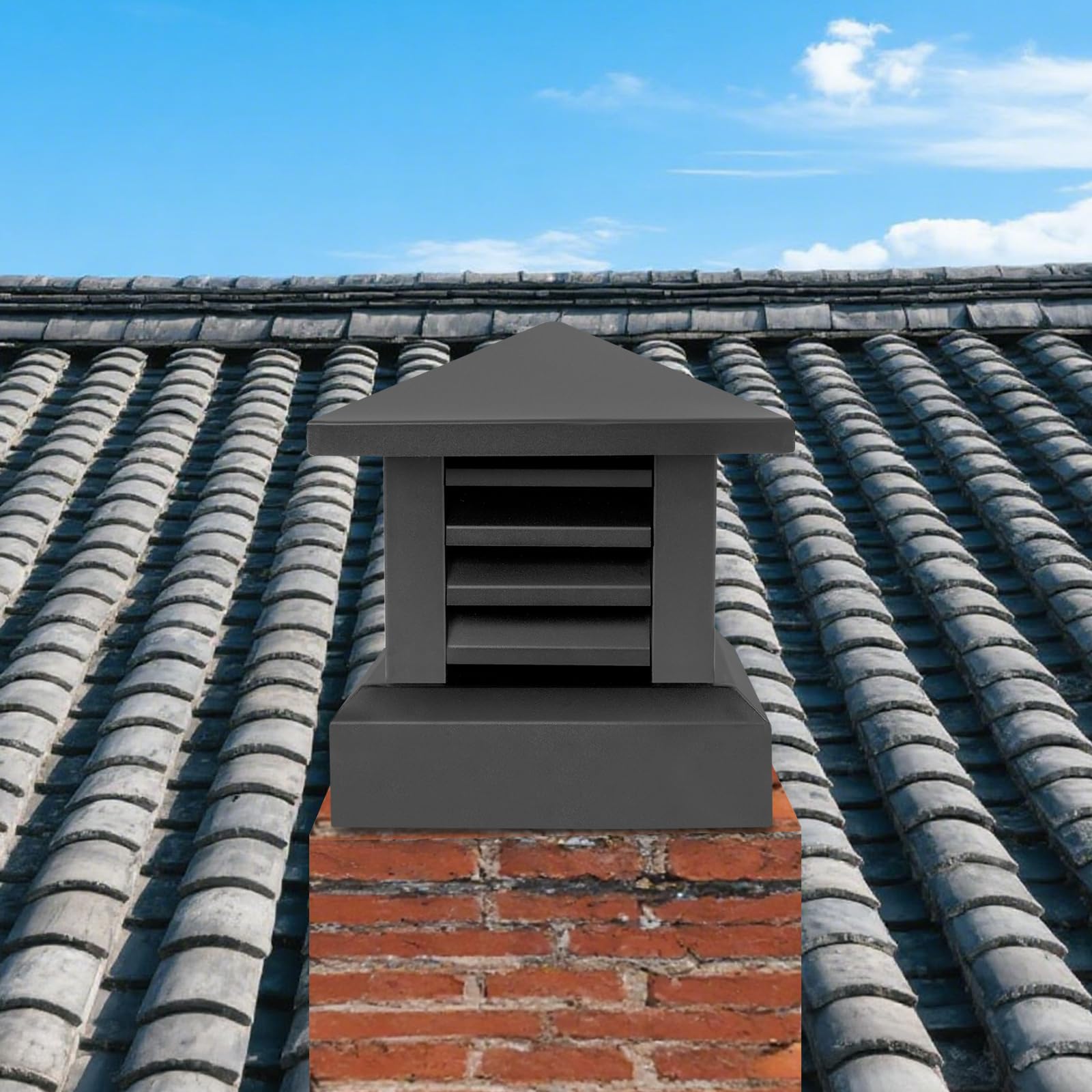 10" x 10" sombrerete de chimenea, Aleación de aluminio cubierta de chimenea, chimenea sombreretes de chimenea – Cuadrado Base Ventilación cubierta para chimenea conducto, antilluvia (10" x 10"