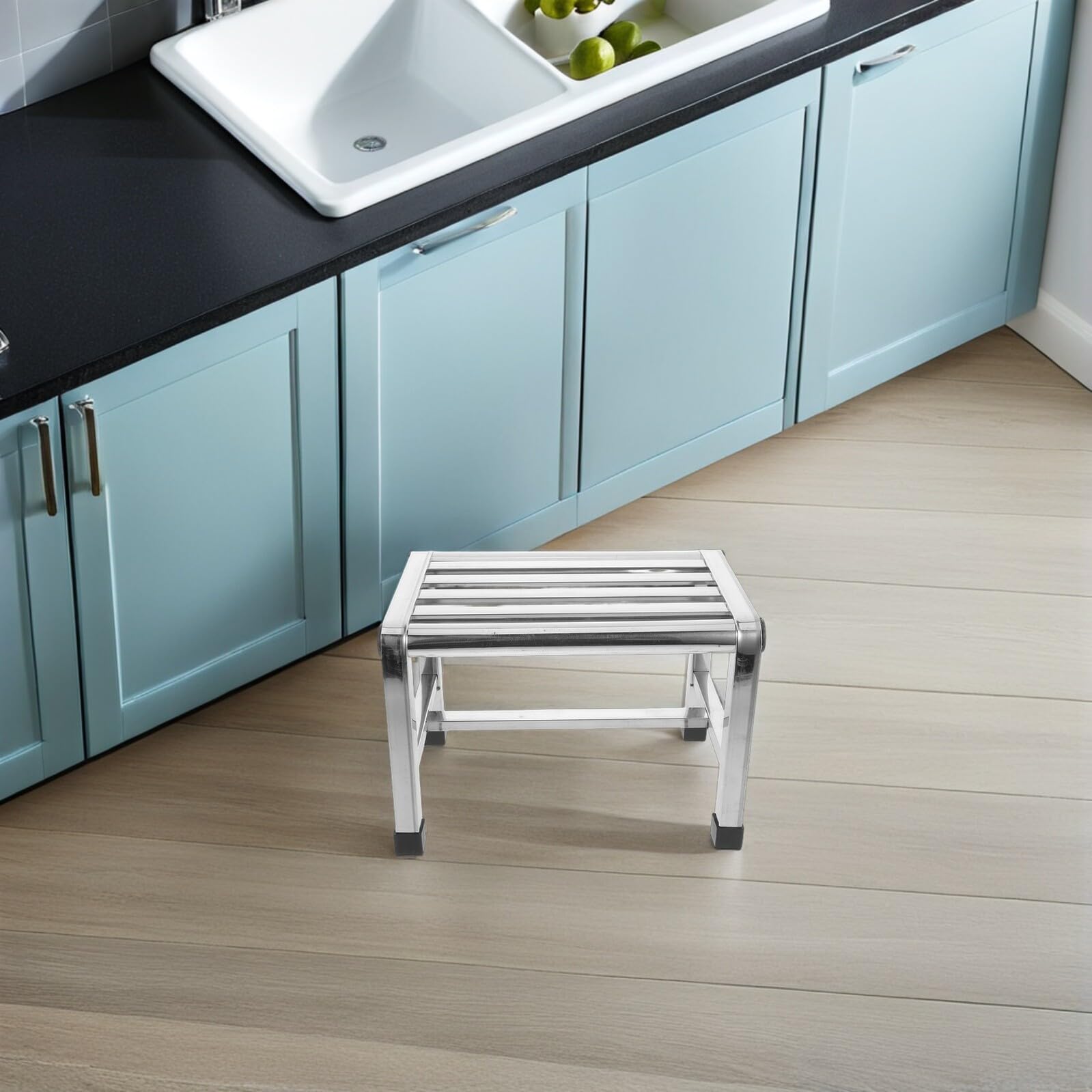 Taburete de Baño Acero Inoxidable Grueso 28.5x20.1x26 Cm Banco Pequeño para Ducha y Uso Doméstico Soporte Seguro Personas Mayores