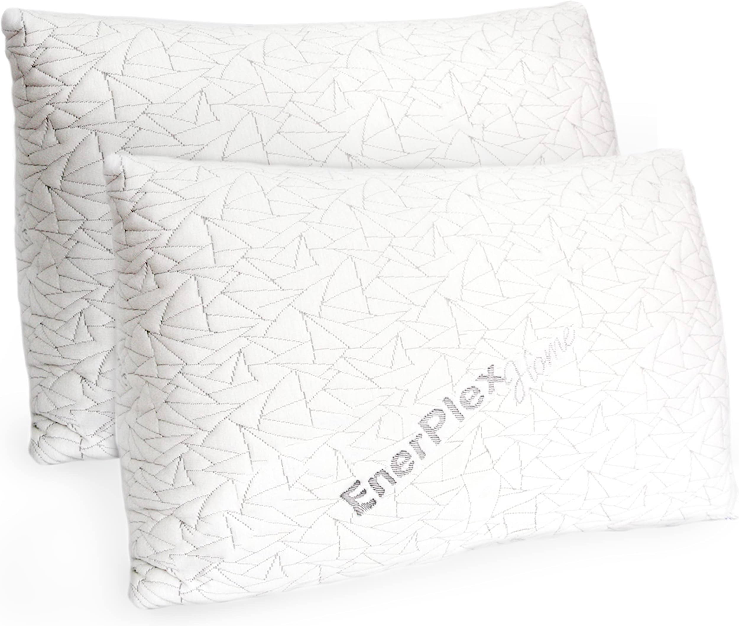 EnerPlex Queen Size Memory Foam Pillows - Pack of 2 - Adjustable Fill for Sleeping w/Extra Stuffing - Machine Washable Firm Cushioning