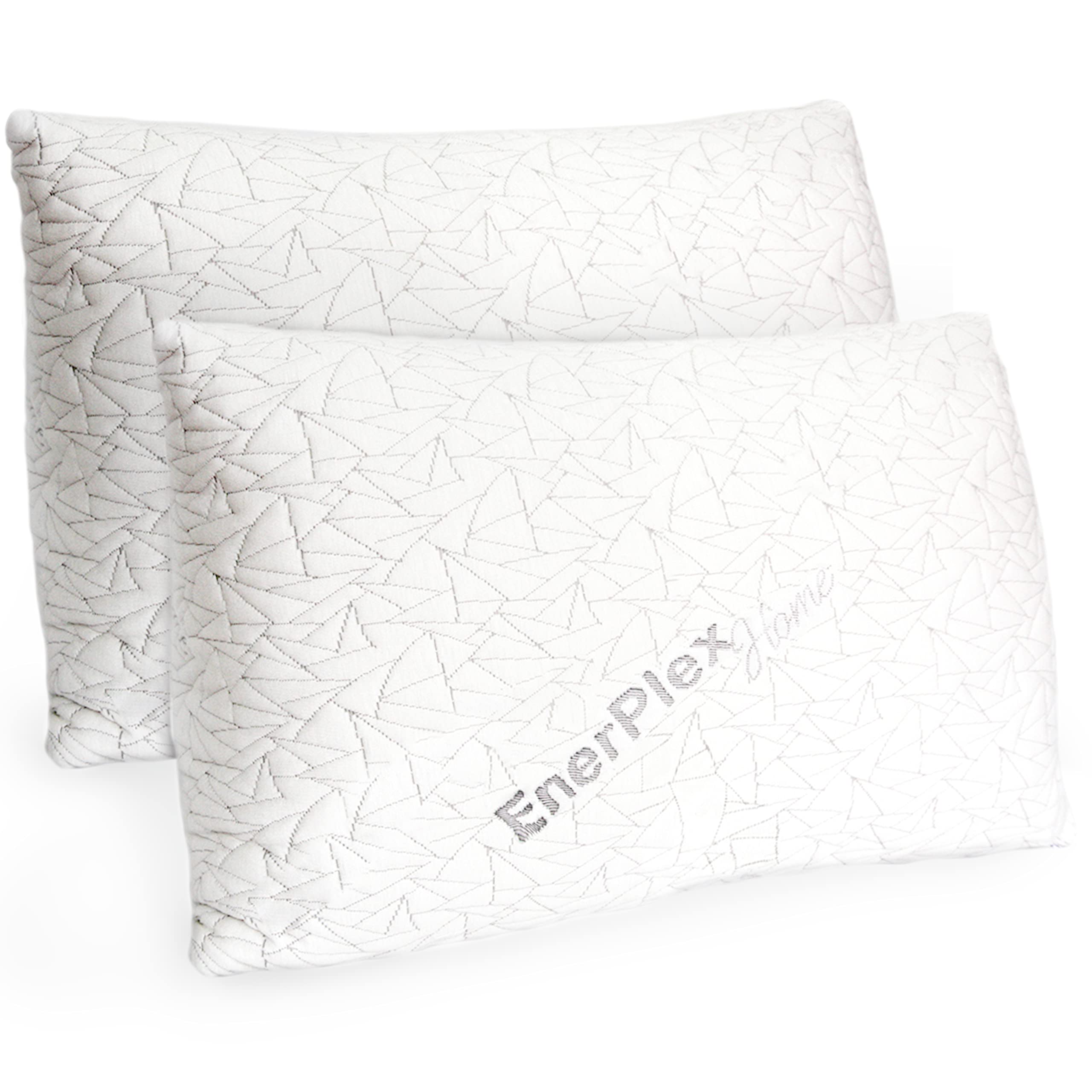 EnerPlex Queen Size Memory Foam Pillows - Pack of 2 - Adjustable Fill for Sleeping w Extra Stuffing