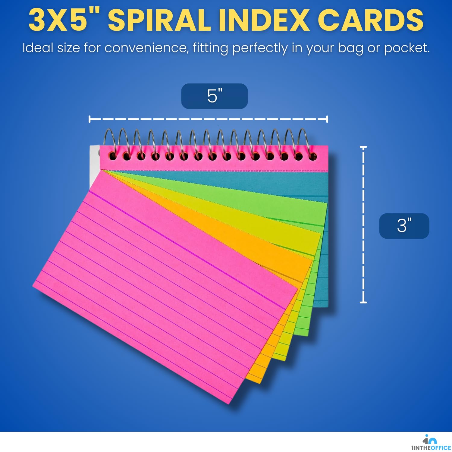 Snapklik.com : 1InTheOffice Spiral Index Cards 3x5, Neon Index Cards ...