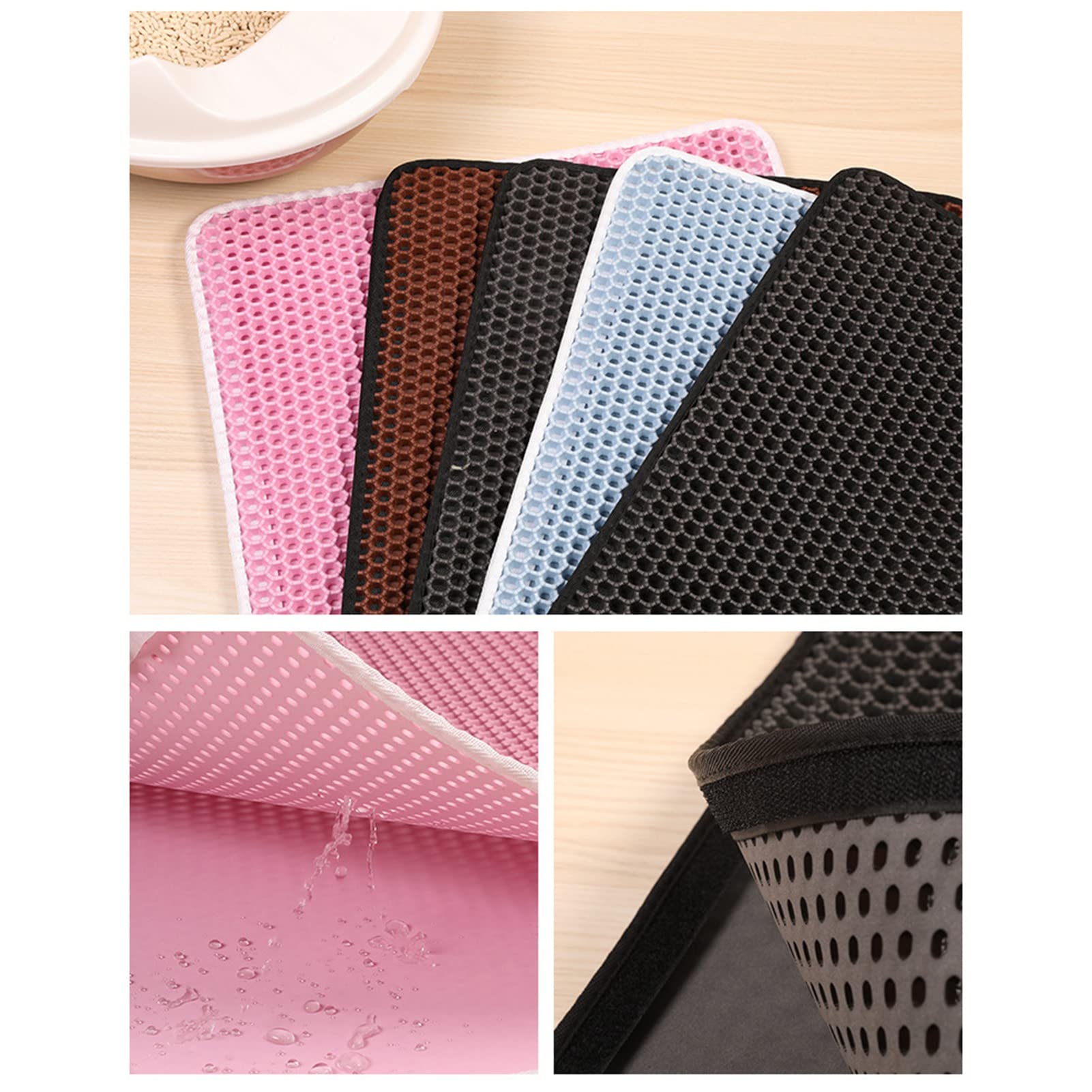 Naroote Tapis de Litière pour Chat, Construction à Double Couche, Facile à Utiliser pour Les Propriétaires de Chats, Tapis Imperméable (Bleu bébé)