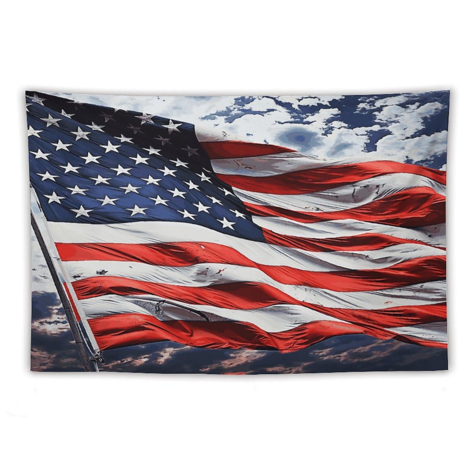 LDGSUPH US Flag Tapestry Wall Hanging Decor Anti-fading Aesthetic Wall Tapestries Fashion Wall Blanket Decor Modern Wall Art Tapestry for Bedroom Home Decor 60"x90"