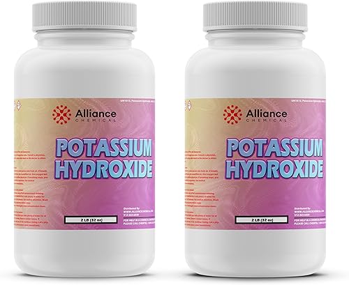 Copos de hidróxido de potasio - KOH - 4 libras - Paquete de 2 recipientes - Potasa cáustica anhidra