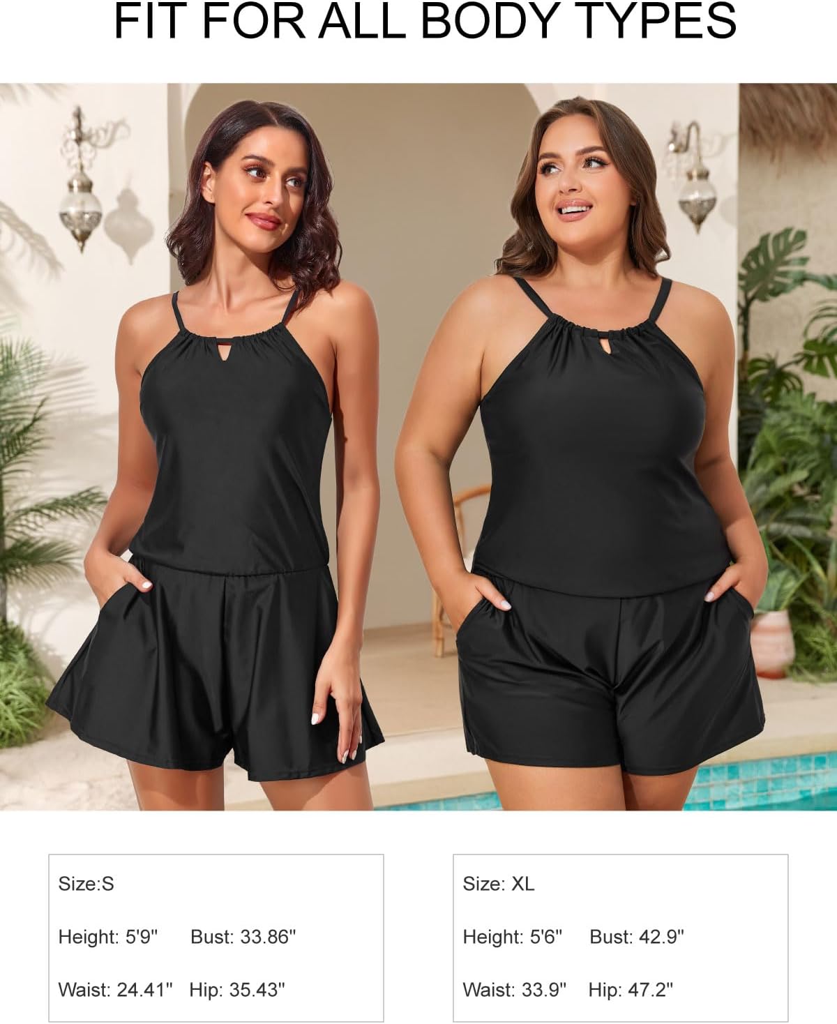 Smismivo Swim Romper with Built in Bra and Pockets 2025 Women's Modest One Piece Swimsuit Shorts Dress Bathing Suit - Image 5