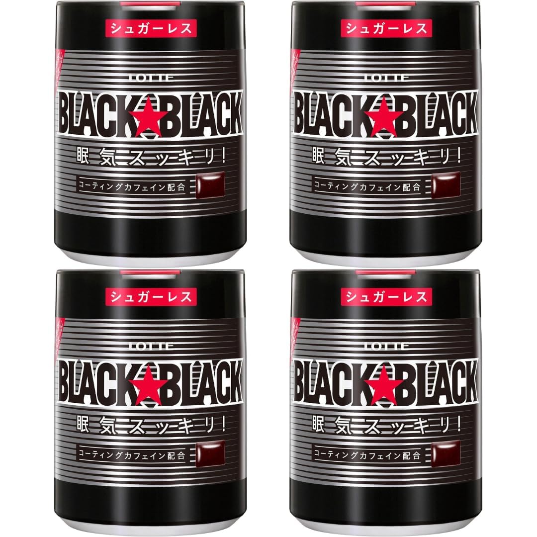 Lotte Black Black Gum Powerful Mint Flavor Bottle Type 4.93oz(140g) Set Of 4