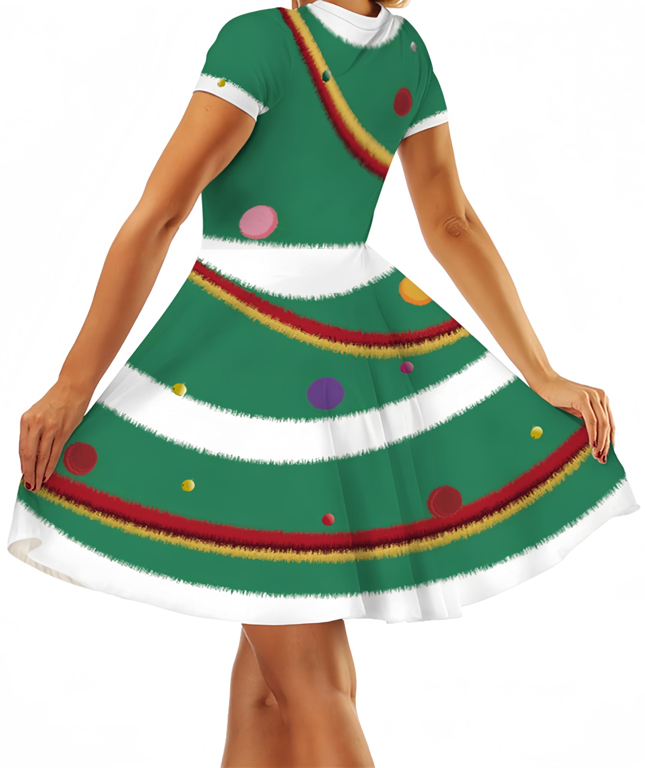 Ocean Plus Donna Vestito con Stampa Digitale Linea ad A a Maniche Corte con Scollo Rotondo Abito Manica Corta T-Shirt