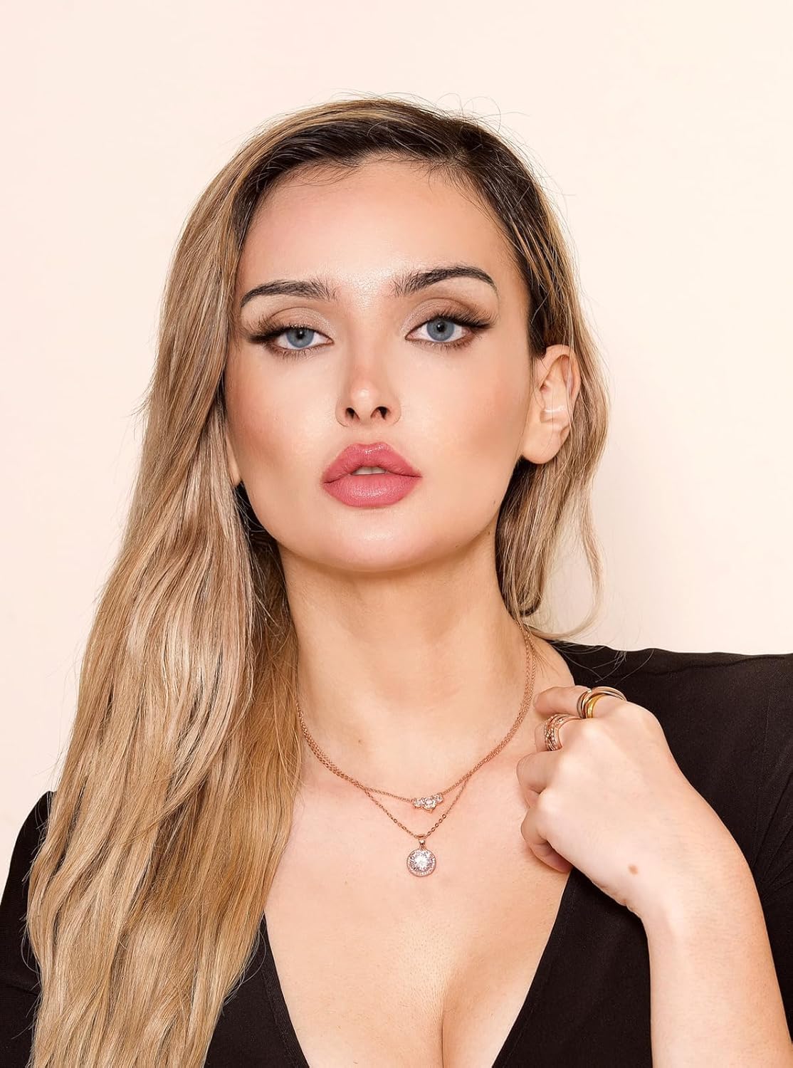 Cate & Chloe Calliope 18k White Gold 3-Stone Pendant Necklace with Simulated Diamond Crystals, Elegant Drop Jewelry for Women, Gift for Her - Image 4