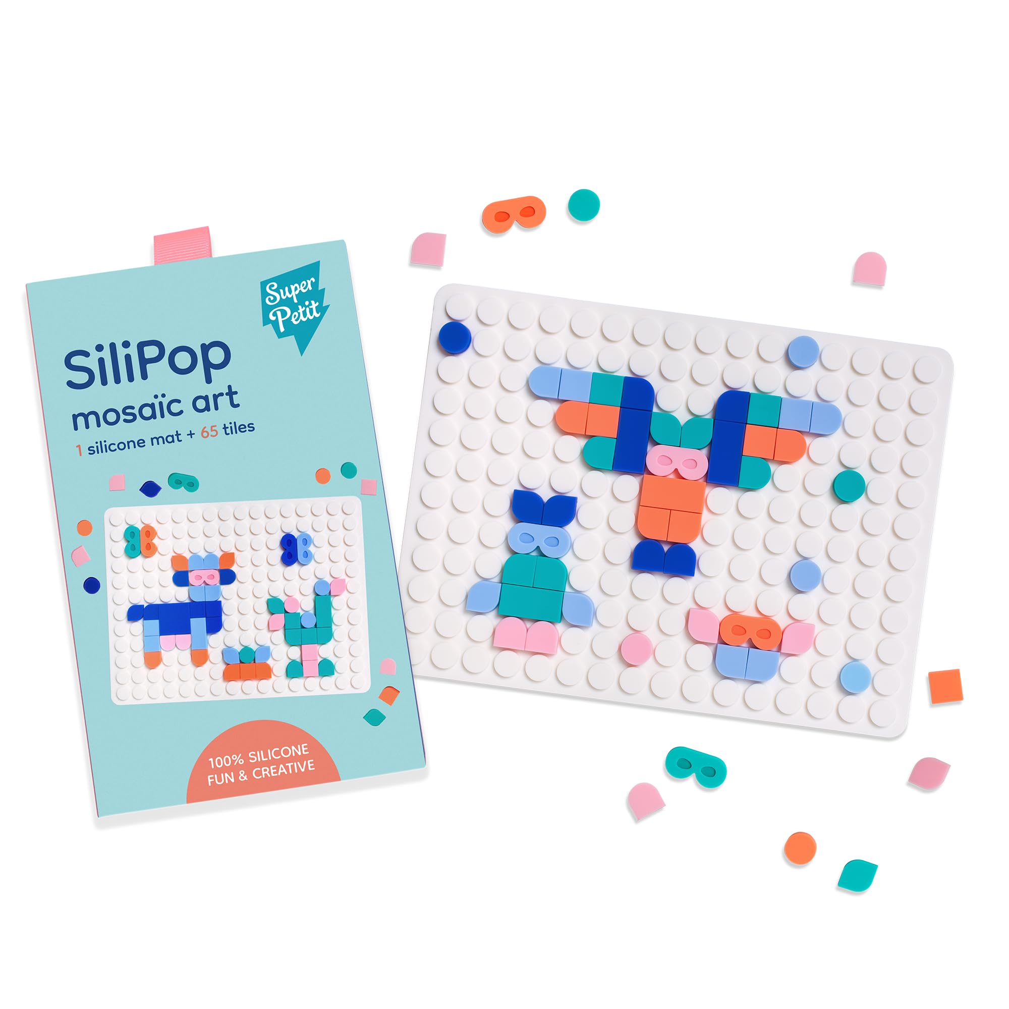SUPER PETIT - SILIPOP MOSAICS CLIP ON - Mosaic Art - Infinite coloured creations - White - FROM 3 YEARS, Multi-Coloured, Small