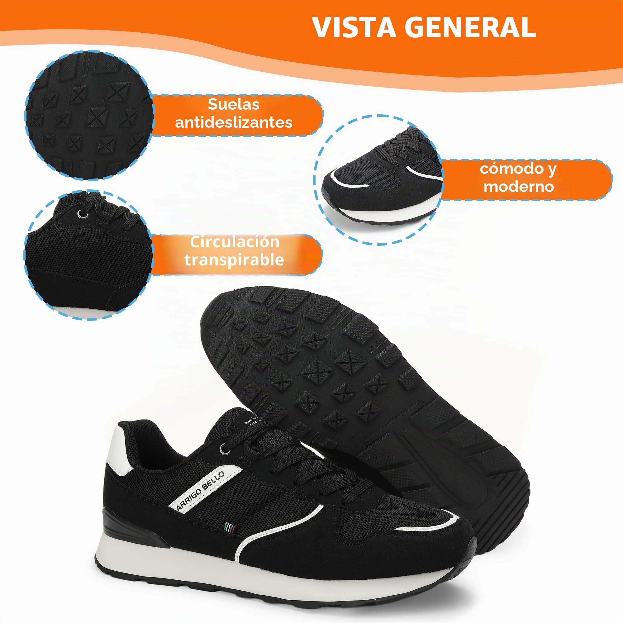 ARRIGO BELLO Sneakers Zapatillas Hombre Zapatos Vestir Casual Deportivas Transpirables Gimnasio Correr Talla 41-46