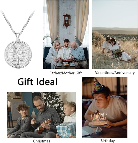 Miniatura 6 de DOTBJ Collar con colgante de cruz de San MiguelSan CristófaloSan BenitoSan PatricioJesús  Amuleto de joyería para hombres y mujeres con cadena Rolo