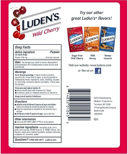 Miniatura 2 de Ludens Thoat Drops, cereza silvestre, 30 unidades (paquete de 8)