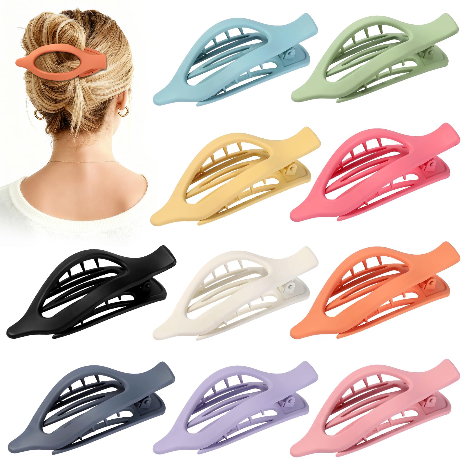 10 Pcs Flat Hair Clips for Women French Concord Claw Clips for Thick and Thin Hair Claw Clips Duck Billed Barrettes Hair Accessories for Women and Girls (Colorful)