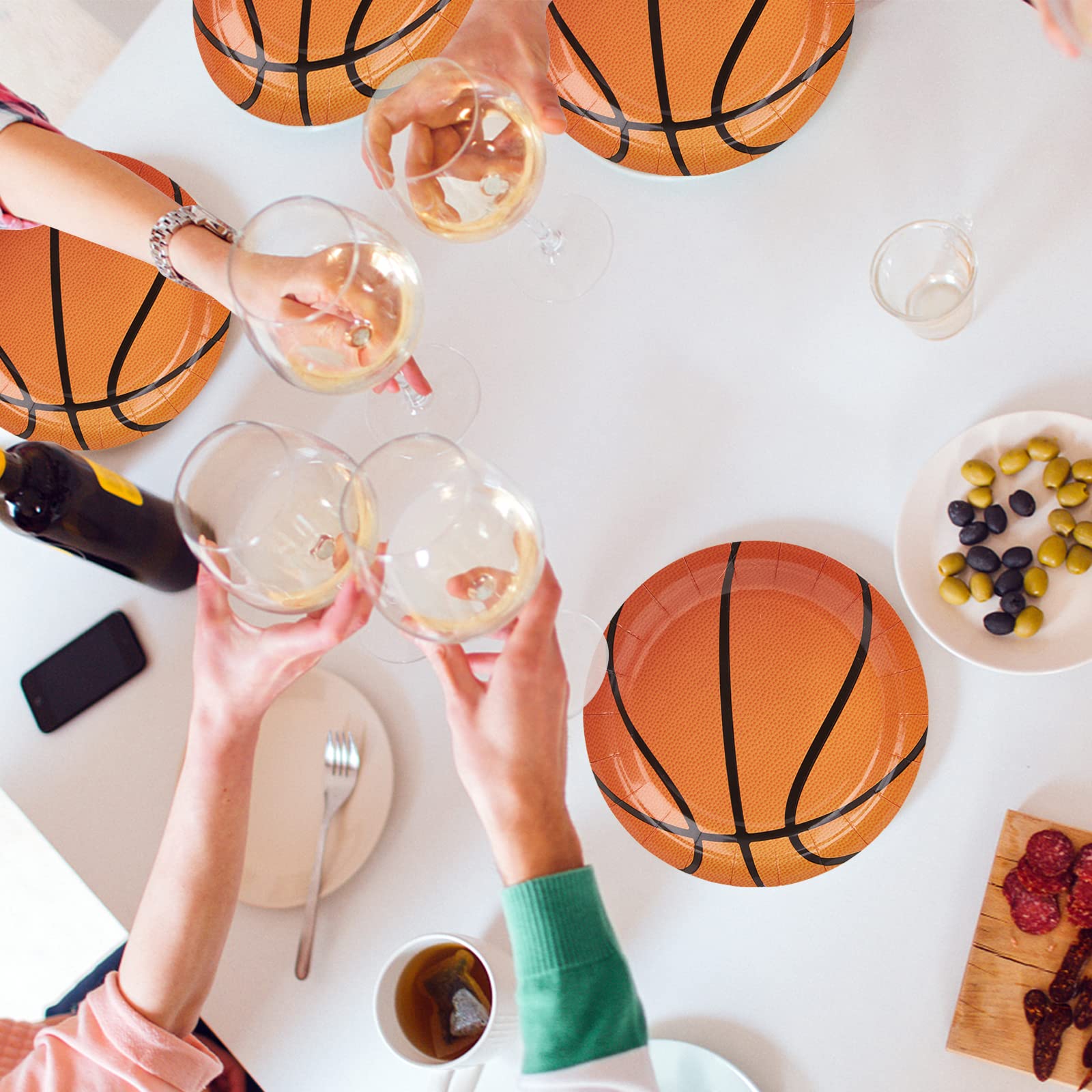 80-Pack Basketball Birthday Cake Plates - 7 Inch Disposable Paper Plates For Sports Theme Party - View #9