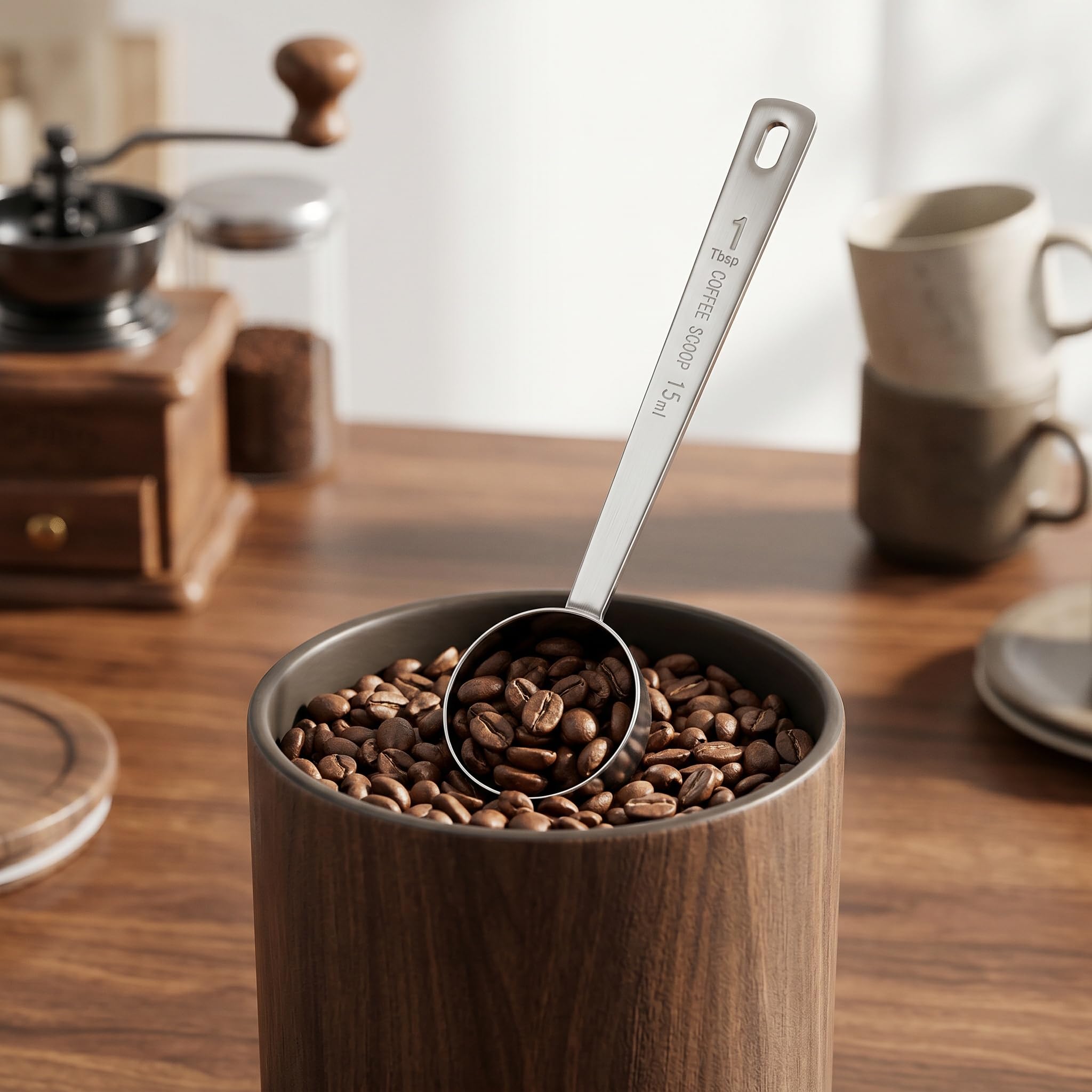 Hedume 9 palas de café, acero inoxidable 304 cucharas medidoras para café, leche en polvo, frutas en polvo