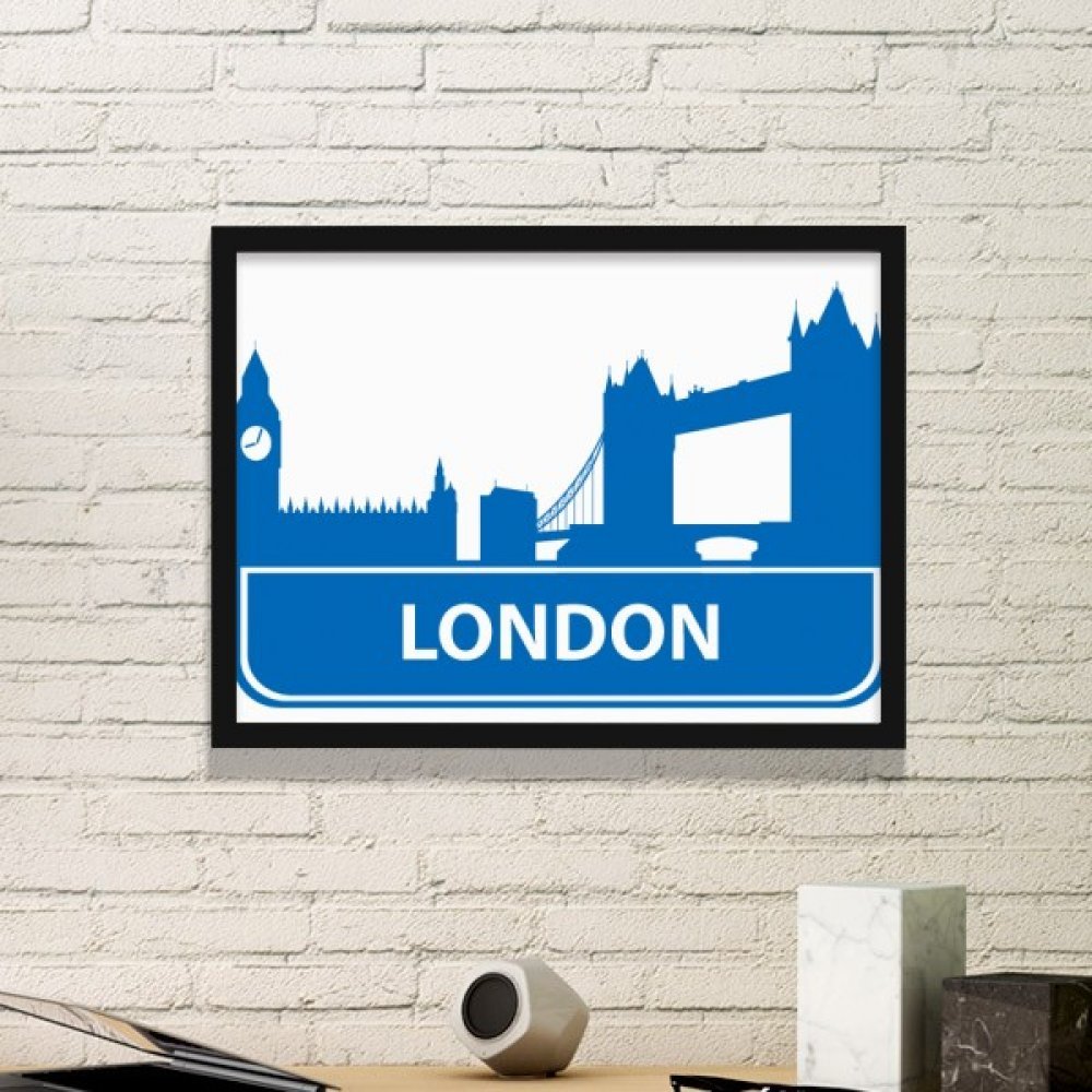 Cadre photo noir Londres motif bleu avec art print pour décoration murale