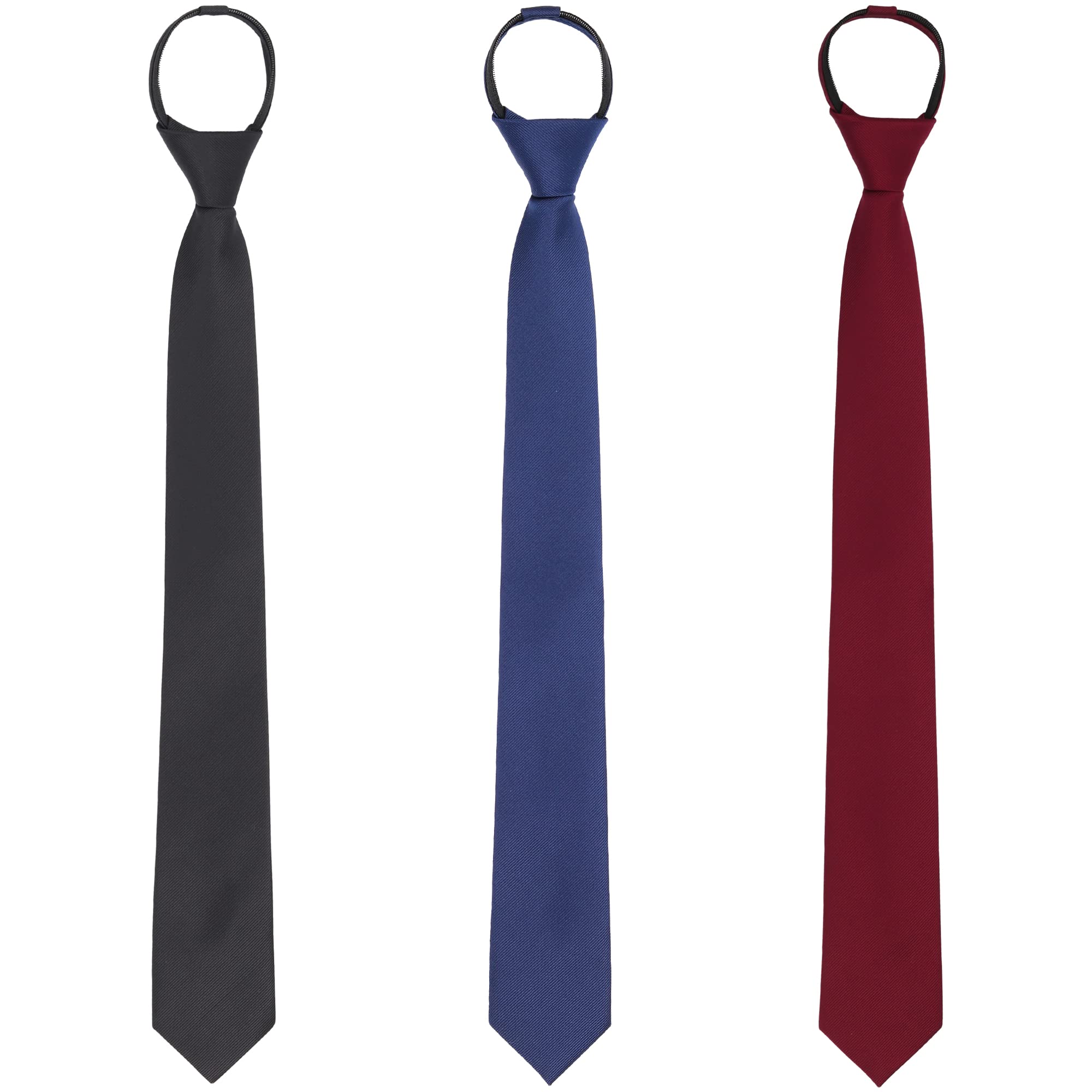 Hombre Corbata Estrecha 6cm con Cremallera Pre-atado Corbata Seguridad Casual Business Longitud 48cm - Liso