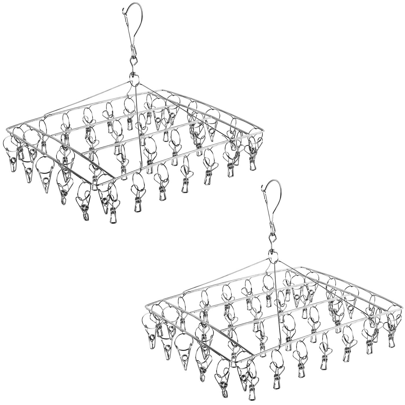 2 Pack Sock Drying Rack Stainless Steel Sock Hanger, Sock Dryer Laundry Drying Hanger for Underwear Socks Bras Gloves Laundry Accessories (80 Clips)