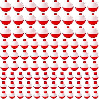 100 Pcs Fishing Float,Hard ABS Fishing Bobbers,Red and White Bobbers,Push Button Round Buoy Floats for Fishing Tackle Accessories,0.75/1/1.5 Inch