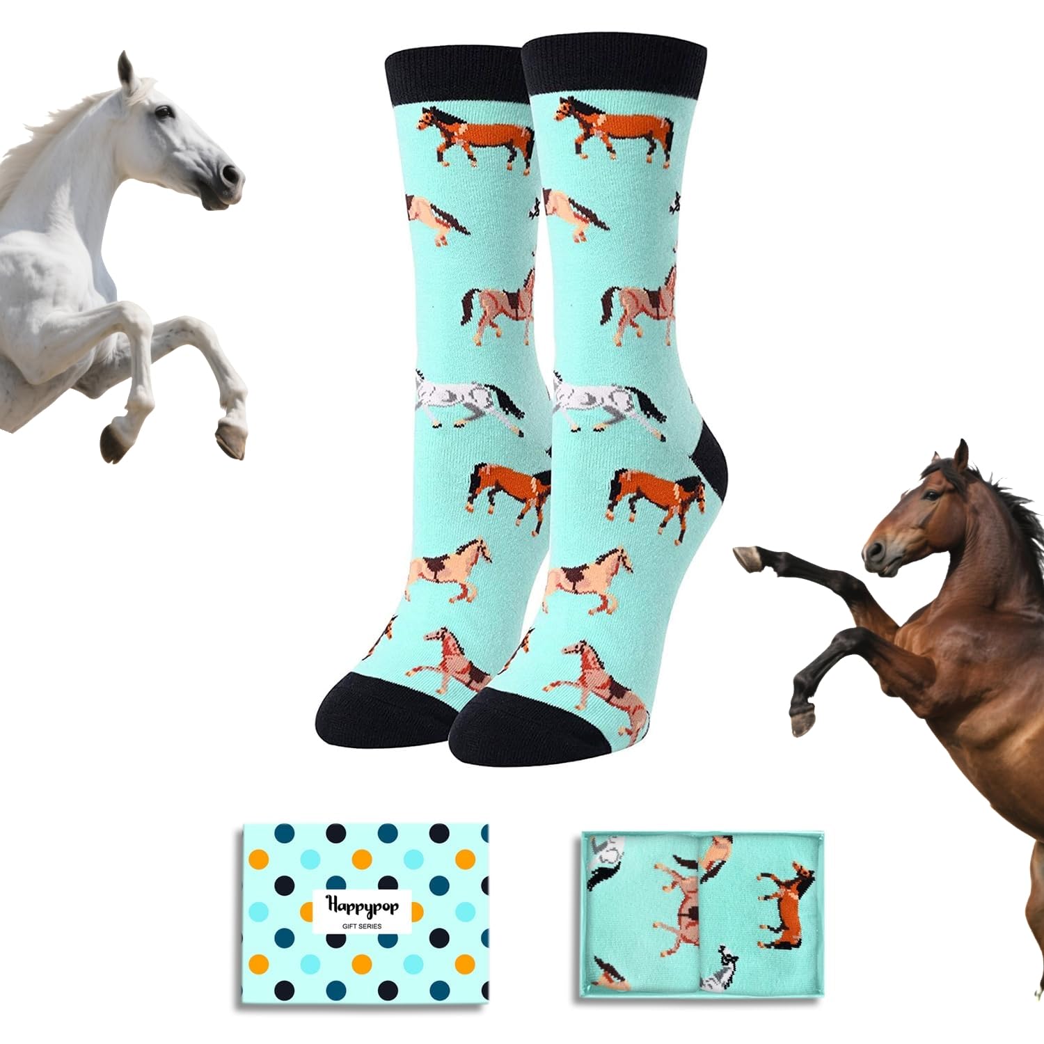 HAPPYPOP Fun Animal Gifts for Women - Crazy Llama Goat Socks, Horse Gifts for Teen Girls