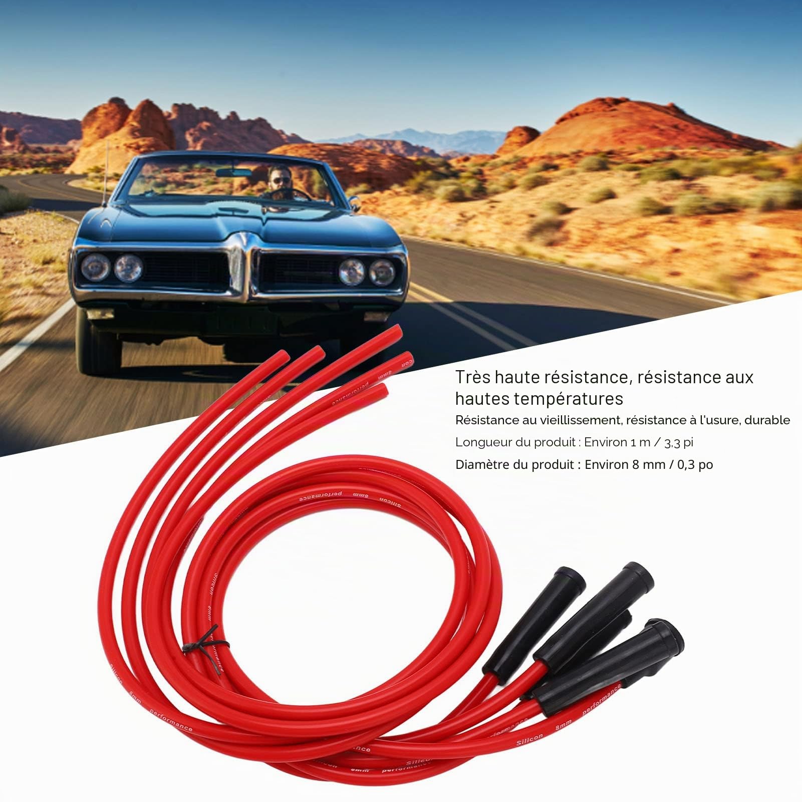 Ensemble de Fils D'allumage de Bougie D'allumage Pour Automobile 4 Cylindres Fil D'allumage de Voiture de 8 Mm Fil D'allumage En Silicone de 1 M Ensemble de Fils de Bougie D'allumage Composants D'allu
