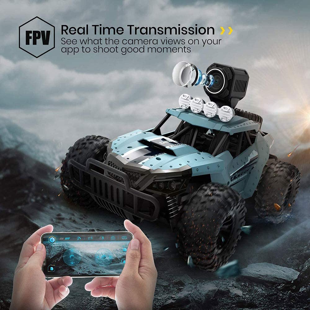 RC Cars 1/16 Scale Off-Road Remote Control Truck Remote Control Car with 720P HD FPV Camera High Speed Monster Trucks for Kids Adults Gift for Boys and Girls