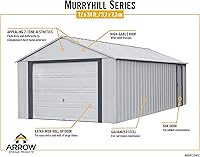 Vista 41 de Arrow Shed 12' x 10' Murryhill Garage Galvanized Steel Extra Tall Walls Prefabricated Shed Storage Building, 12' x 10', Flute Gray