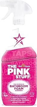 Stardrops - The Pink Stuff Miracle Bathroom Foam Cleaner, 30 fl oz – Now 20% More! Powerful Foaming Action for Showers, Sinks, Tubs & Tiles – Removes Soap Scum, Limescale & Grime with Ease