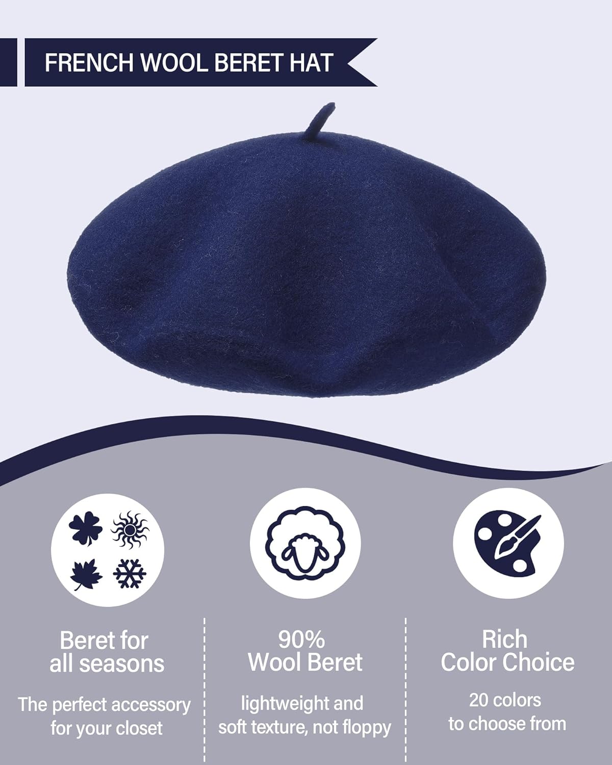 AWAYTR Wool French Beret Hats - Solid Color Artist Beret Hat for Women and Kids - Image 4