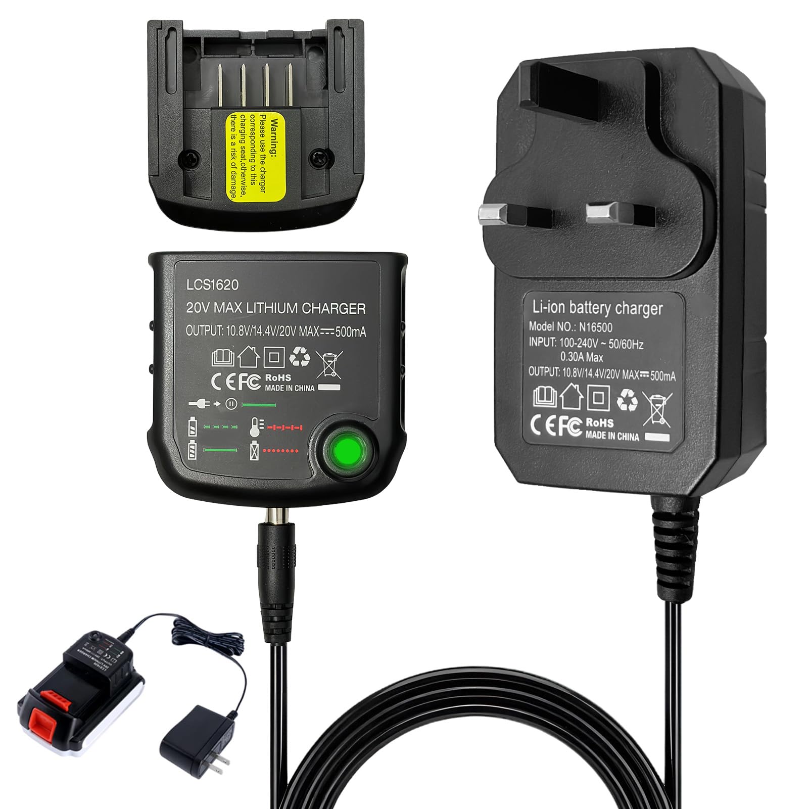 LCS1620 18V Lithium Ion Battery Charger Replacement for Black&Decker, 18V Lithiumion Battery Drill Charger for LBXR20 LBXR20-OPE LB20 LBX20 LBX4020 LB2X4020 LBXR2020-OPE LB2X3020-OPE LED Indicator