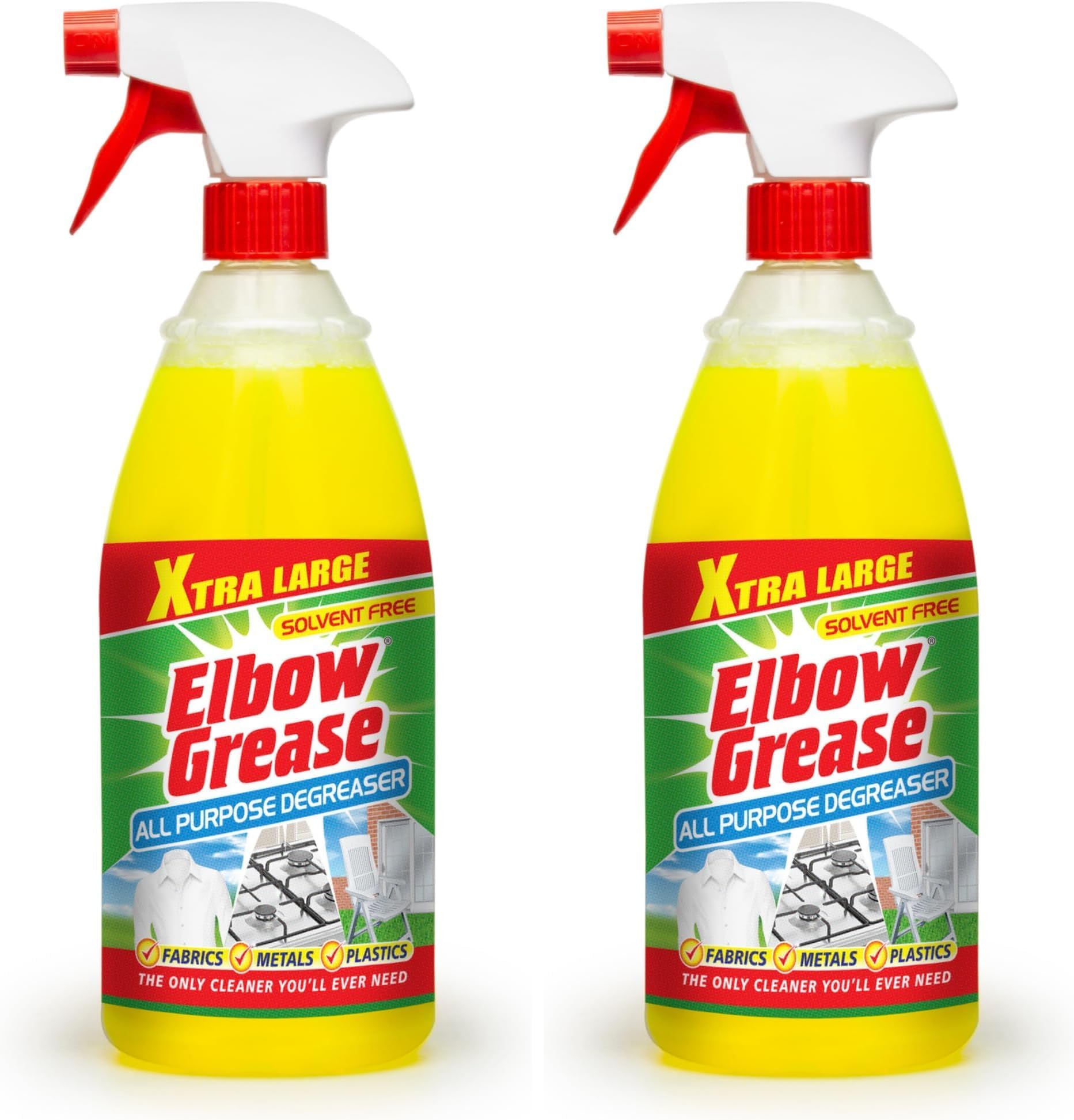 Elbow Grease All Purpose Degreaser Spray – Extra Large (1 Litre) | Removes Grease & Oil from Kitchen & Bathroom Surfaces, Outdoor, Vehicles & Fabrics (Pack of 2)